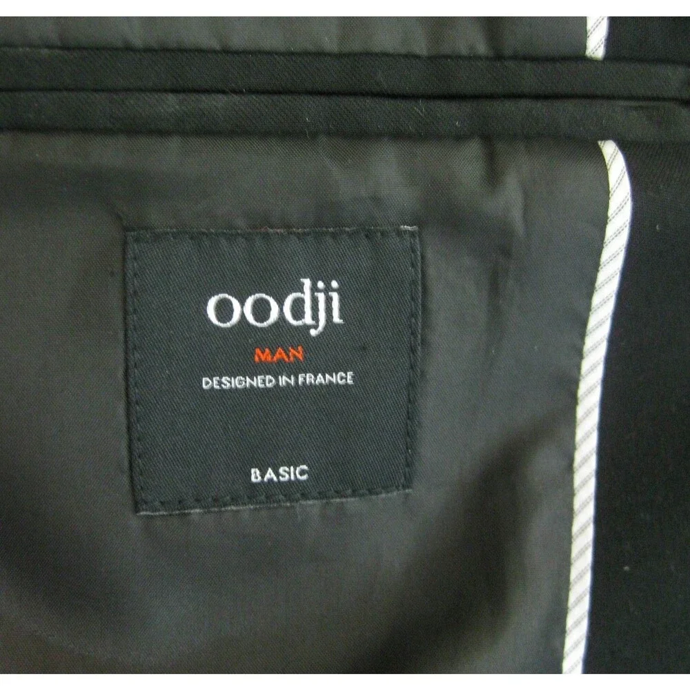 OODJI Sport Coat Mens Size 36 Solid Black 2 Button Blazer Suit Jacket 5 Pockets